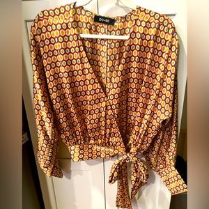 Geometric Wrap Blouse